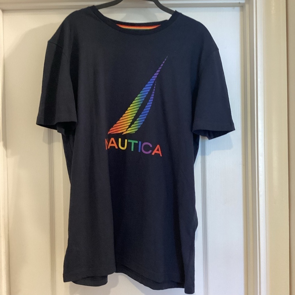 Nautica Navy Tee with Colorful Logo